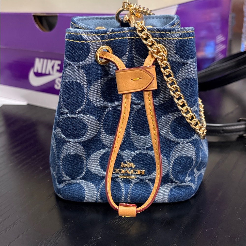 Coach Denim Mini Drawstring Bag